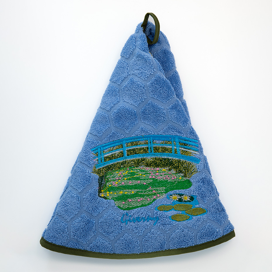 Torchon rond bleu ” Le pont Giverny”